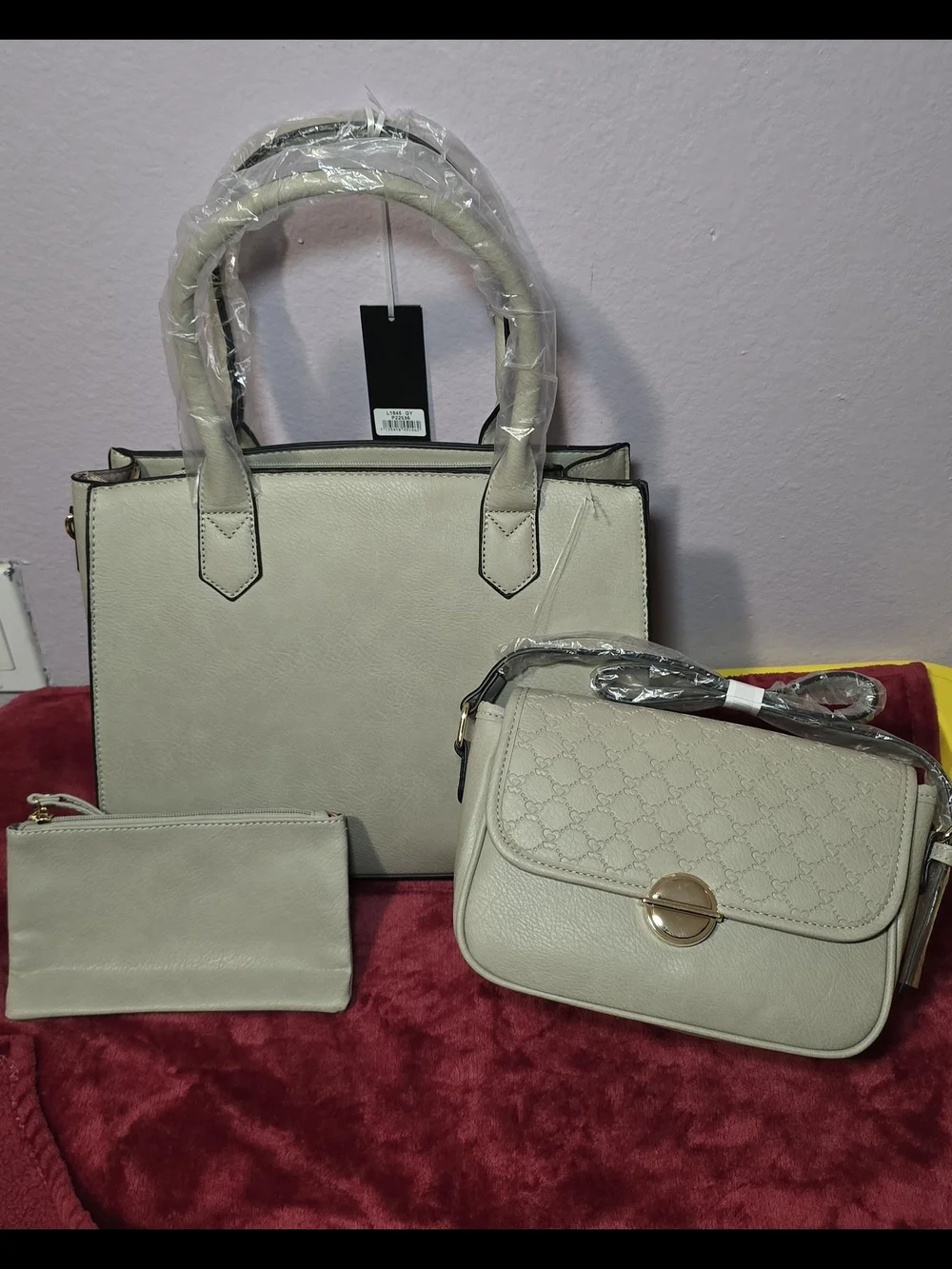 Beige Structured Tote and Crossbody Bag Set - Women